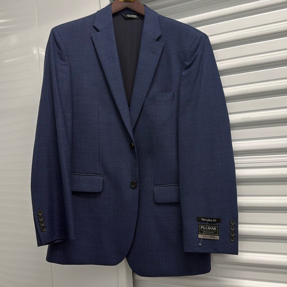 Jos A Bank Mens Size 40R Blazer Madras Patchwork Blue Plaid  Sport Coat